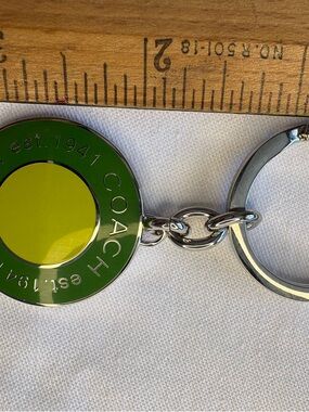 Coach Green and Lime Circular Enamel Key Fob